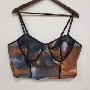 Shein Womens Mesh Fairy Grunge Whimsigoth Cropped Babydoll Top Size 4XL Festival